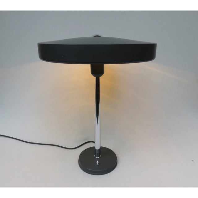 Philips Chrome-Plated and Dark Grey Major Table Lamp by Louis Kalff for Philips, 1960s For Sale - Image 4 of 18