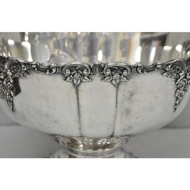 Vintage Baroque by Wallace 252 & 253 Silver Plated Punch Bowl Set W/ 10 Cups For Sale - Image 13 of 18
