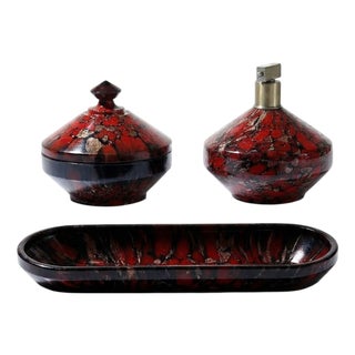 Murano Aventurine Glass Bathroom Set by Vincenzo Nason, Set of 3 For Sale