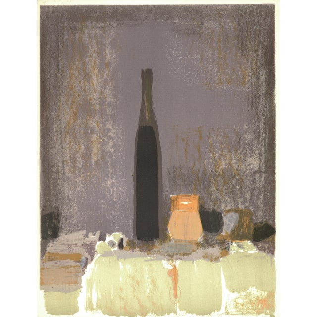 1962 Roger Mühl Lithograph "Nature Morte À La Bouteille" (Still-Life With a Bottle) For Sale