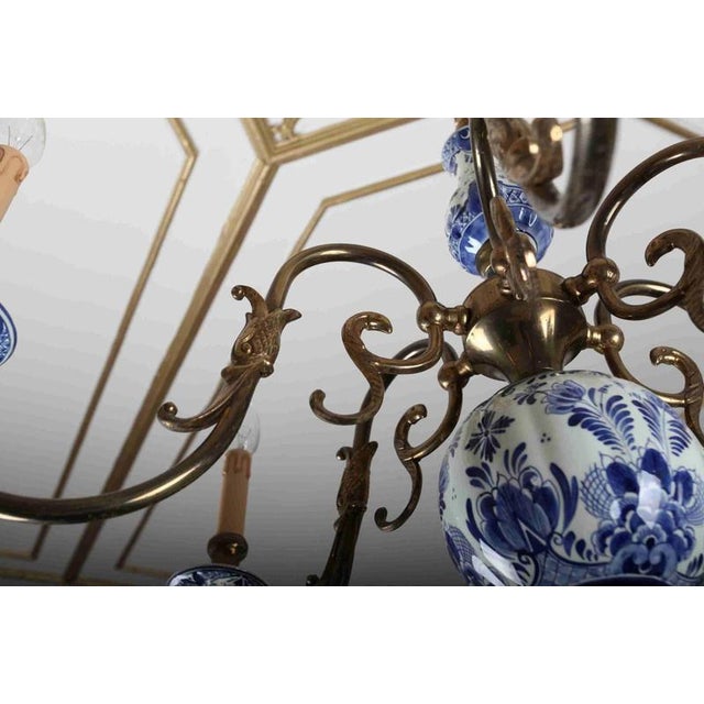 Dutch Painted 6-Arm Chandelier For Sale - Image 3 of 6