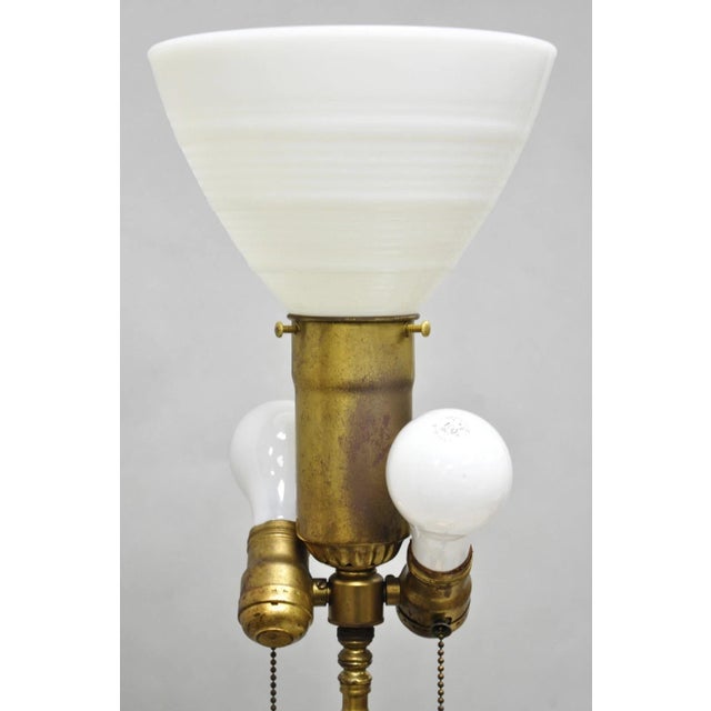 Victorian Bronze Griffin Figural Converted Oil Lamp Marble Side Table Floor Lamp For Sale In Philadelphia - Image 6 of 17