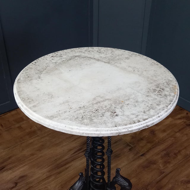Wrought-Iron Table with Marble Top For Sale - Image 3 of 14