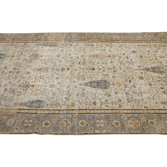 Late 19th Century Late 19th Century Beige 19th Century Persian Malayer Gallery Wool Rug With Allover Design For Sale - Image 5 of 7