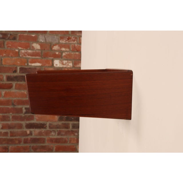 Brown Petite Danish Modern Single-Drawer Floating Nightstand / End Table in Teakwood For Sale - Image 8 of 14