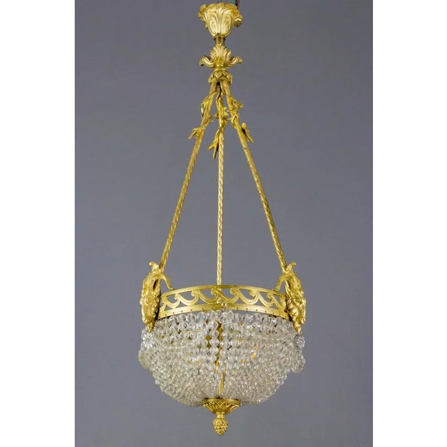 French Neoclassical Style Bronze and Crystal Glass Chandelier, 1920s For Sale - Image 15 of 18