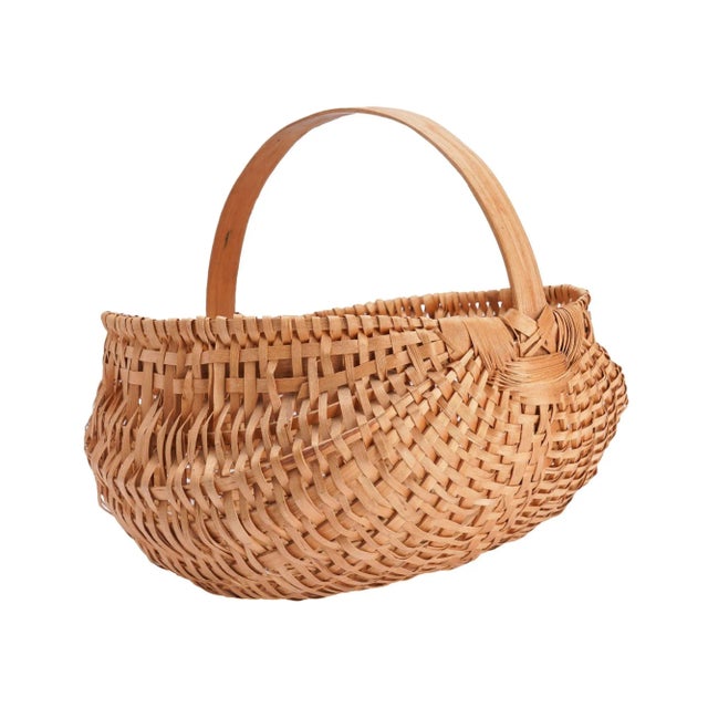 Hand Woven Buttock Basket, 1900's For Sale - Image 4 of 10