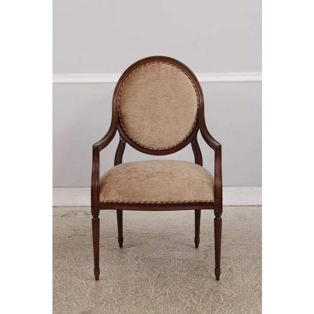 French Pair of Cr Laine French Louis XVI Open Arm Chairs For Sale - Image 3 of 16