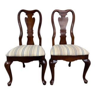 Vintage Queen Anne Style Dining Chairs - Pair For Sale