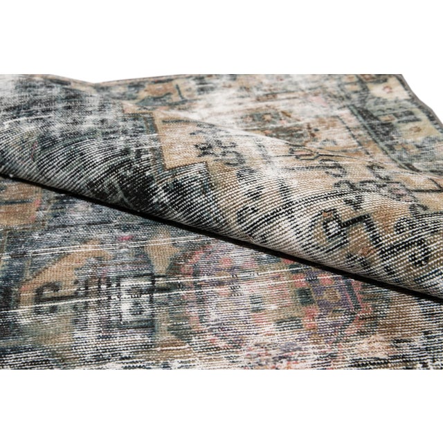 Blue Vintage Boho Chic Handmade Wool Rug For Sale - Image 12 of 13