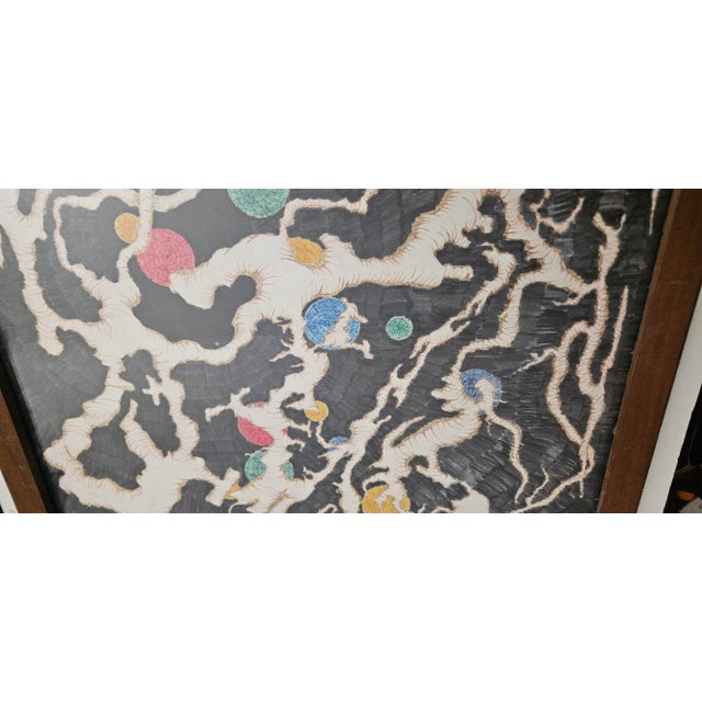 Mid 20th Century Mid 20th Century Signed Abstract Mixed Media Painting, Framed 25.5"x19.5" For Sale - Image 5 of 13