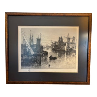 James Fagan Original Etching, Signed, Dutch Harbor For Sale