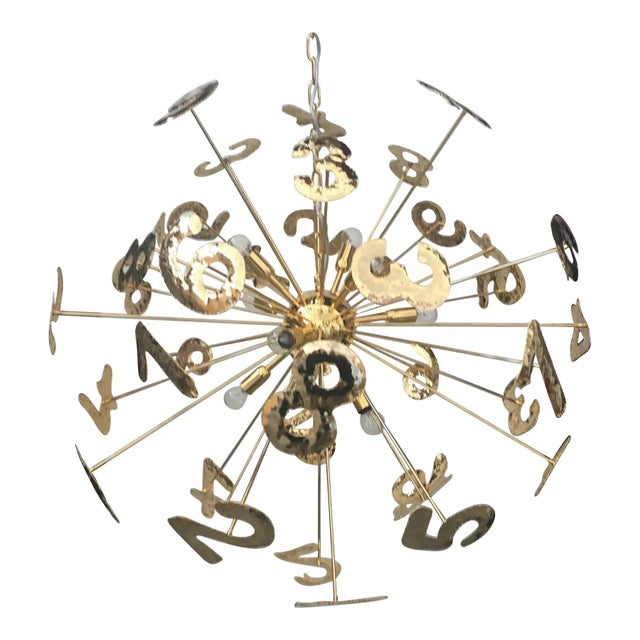 Sputnik Chandelier with Handcrafted Brass Numbers by Simoeng For Sale - Image 9 of 9