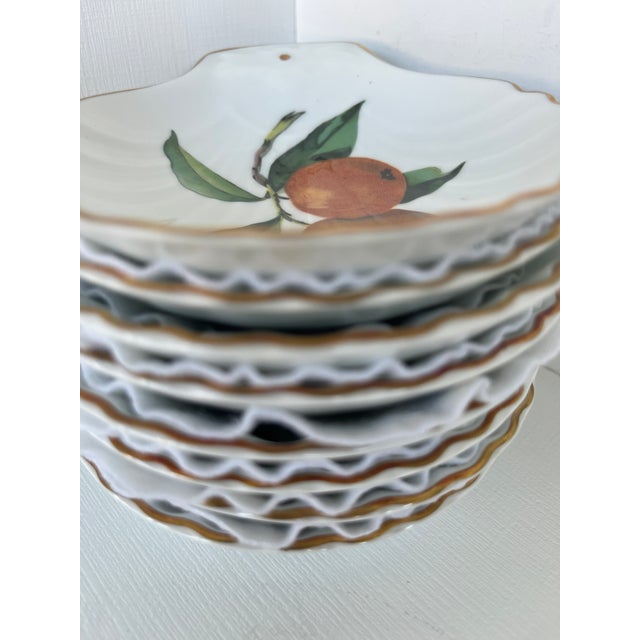 Royal Worcester 1980s Royal Worcester "Evesham" Set of 8 Oyster Shell/Trinket/Candy/Nut Dishes For Sale - Image 4 of 9