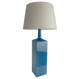 Blue Ceramic Floor Lamp Model No. 357 Glazed Stoneware from Le Klint, Denmark, 1970s For Sale