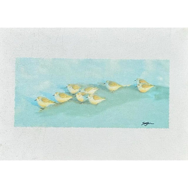 Shabby Chic Contemporary Original Photo Print on Canvas of Shore Birds on Beach For Sale - Image 3 of 5