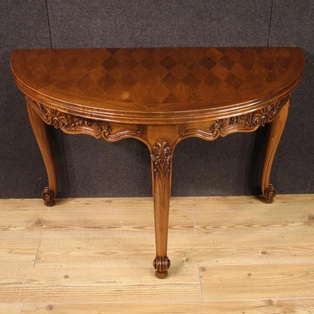 French Demi Lune Console Table, 1960 For Sale - Image 11 of 13