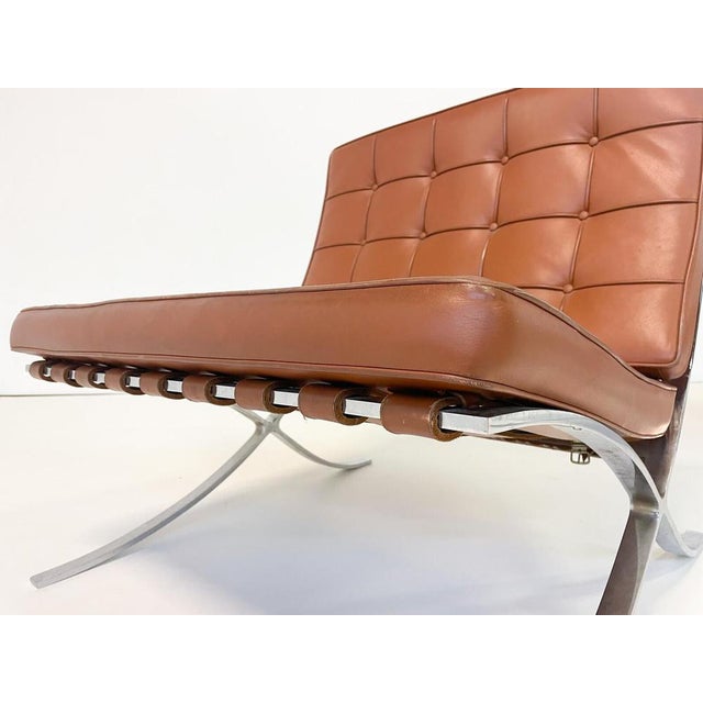Ludwig Mies van der Rohe Set of Brown Leather Barcelona Chairs by Mies Van Der Rohe for Knoll, 1970 For Sale - Image 4 of 9