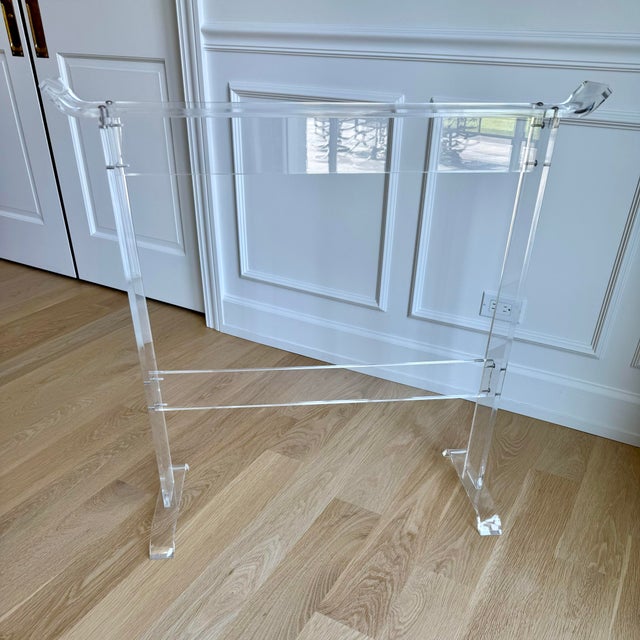 Metal Charles Hollis Jones Lucite Pagoda Blanket Rack Towel Rack Garment Valet Acrylic Stand, 1970s For Sale - Image 7 of 7