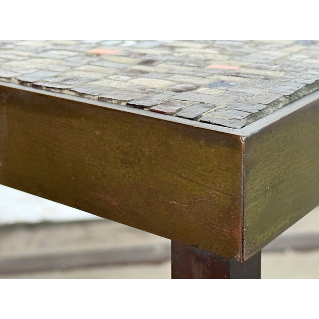 Mid-Century Modern Mid-Century Modern Bronze and Murano Glass Mosaic Trapezoid Side Table in the Manner of Mosaic House / Vladimir Kagan For Sale - Image 3 of 12