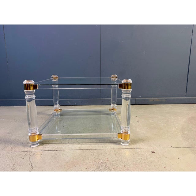 Vintage Acrylic and Brass Coffee Table, 1970s For Sale - Image 4 of 7