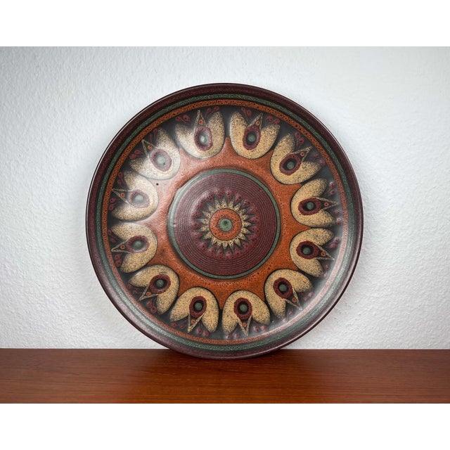 Vintage German Large Ceramic Wall Plate from KMK Keramik Manufaktur Kupfermühle, 1970s, in Very Good conditions. Designed...