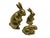 Vintage brass bunny rabbit figurine family set of 3 Solid brass Felt underside
