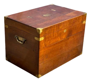Large 19th Century Oak & Brass Bounded Travelling Trunk, 1860s