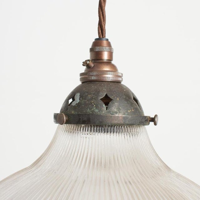 1940s Antique Reclaimed Glass Pendant Light from Holophane, 1940s For Sale - Image 5 of 7