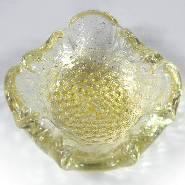 Mid-Century Italian Decorative Yelow Bullicante Murano Glass Bowl, 1960s For Sale - Image 6 of 10