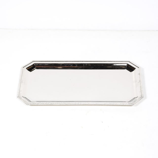 Set of Three Reed and Barton Silver Plate Trays With Hand-Hammered Detailing For Sale - Image 15 of 18