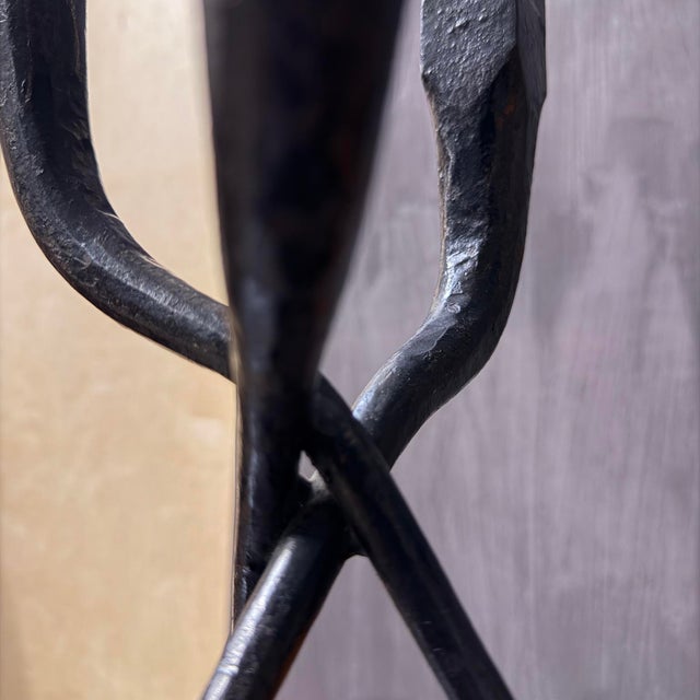 Black Mid 20th Century Pair of Iron Brutalist Candle Holders For Sale - Image 8 of 15