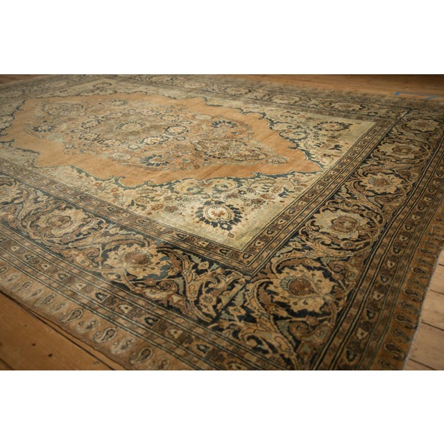 Shabby Chic Antique Tea Washed Haji Jalili Tabriz Carpet - 8'8" x 12' For Sale - Image 3 of 9