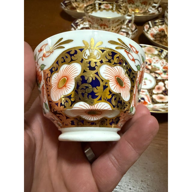 1960s Royal Crown Derby Imari Pattern Cups and Saucers by Stevenson & Hancock - Set of 10 For Sale - Image 13 of 18