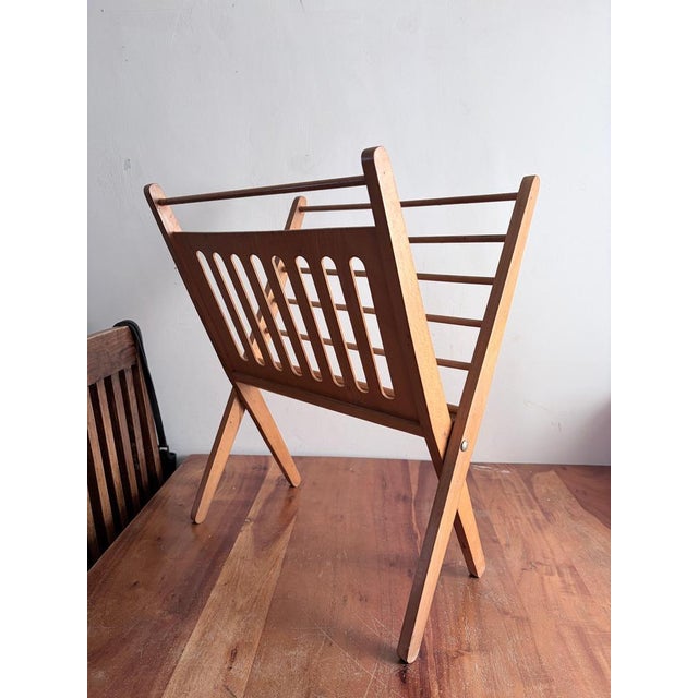 Mid-Century Modern Dutch Beech Folding Magazine Rack by Cees Braakman, 1890s For Sale - Image 12 of 13