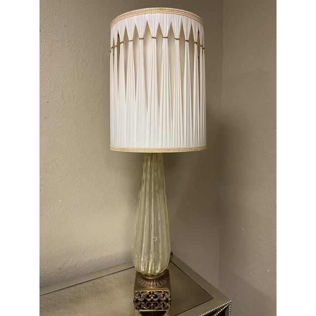 Mid 20th Century Stunning Pair of Murano Glass Lamps W/ Venetian Shades - a Pair For Sale - Image 13 of 15