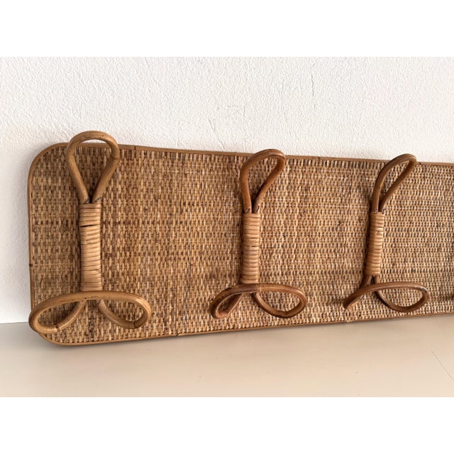 Tan Italian Riviera Coat Hanger Rack in Bamboo and Rattan from Vivai Del Sud, 1970s For Sale - Image 8 of 11