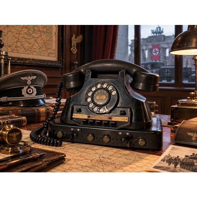 Plastic 1940s World War 2 Siemens and Halske Multi-Line Rotary Desk Telephone For Sale - Image 7 of 10