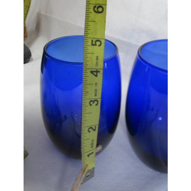 Mid 20th Century Mid Century Modern Cobalt Blue 1 Pitcher + 2 Wine Glasses For Sale - Image 9 of 13