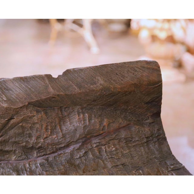 Early 20th Century French Rustic Hand-Carved Oak Bench From the Alps For Sale In Dallas - Image 6 of 9