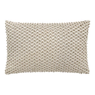 Scalamandre 14" x 22" Fleur Embroidery Pillow in Flax For Sale
