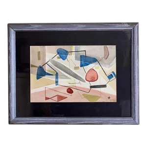 Jane Downs Carter Listed Artist 1950s Abstract Watercolor “Tensions in Space”