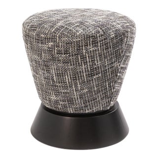 Contemporary Modern Black and Gray Fabric Upholstered Swivel Vanity Stool For Sale