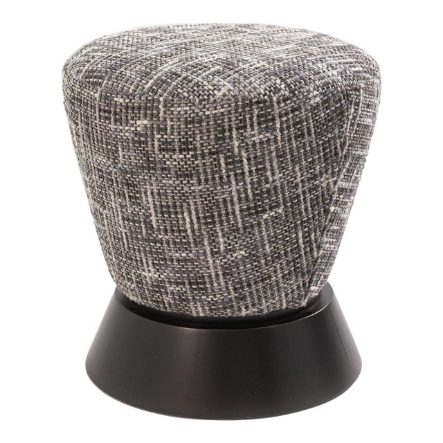 Contemporary Modern Black and Gray Fabric Upholstered Swivel Vanity Stool For Sale