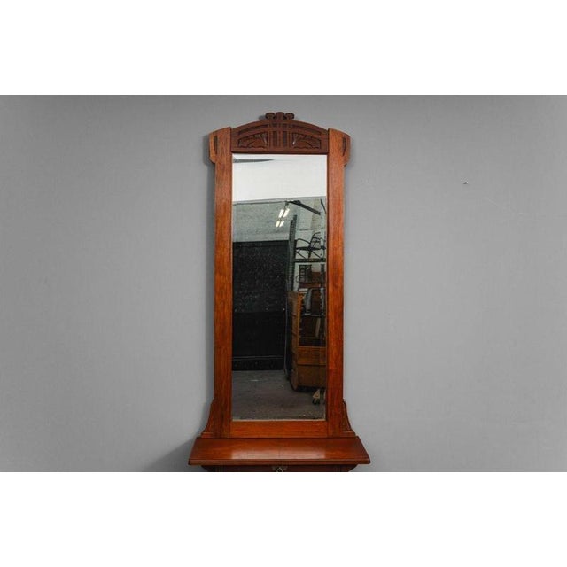 Art Nouveau Wall Mirror with Console in Walnut, Early 20th Century For Sale - Image 6 of 16