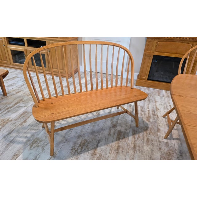 Hunt Country Furniture Oak Dining Extension Table & Chairs For Sale - Image 11 of 12