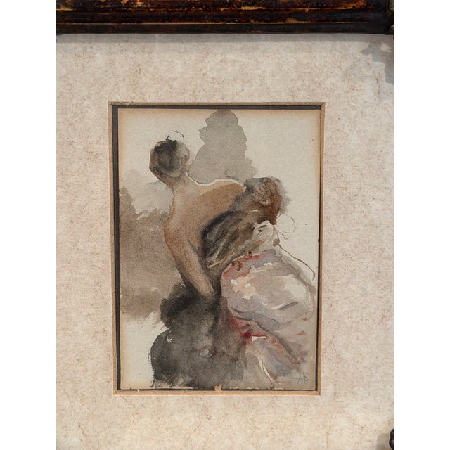 Pompeo Mariani, Female Figure, 19th Century, Watercolor For Sale - Image 5 of 7