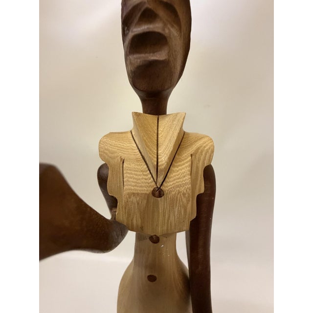 1980s Mid-Century Modern Cuban Style Hand-Carved Wooden Female Figurine For Sale - Image 5 of 12