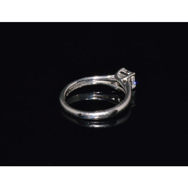 Genuine Tiffany & Co. Lucida Natural .51Cts VVS2 F Diamond 950 Platinum Engagement Ring, size 5.5 For Sale In Dallas - Image 6 of 10