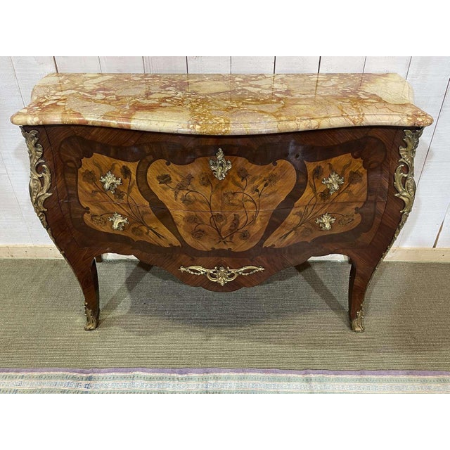 Louis XV Style Chest of Drawers in Rosewood and Oak with Marble Top For Sale - Image 17 of 18